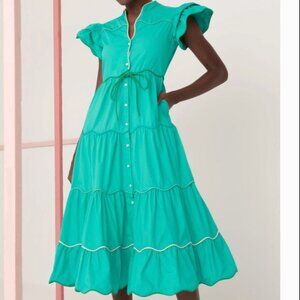 CELIA B Baba Cay Midi Dress in Blue Aqua NWT Boutique Brand Size M